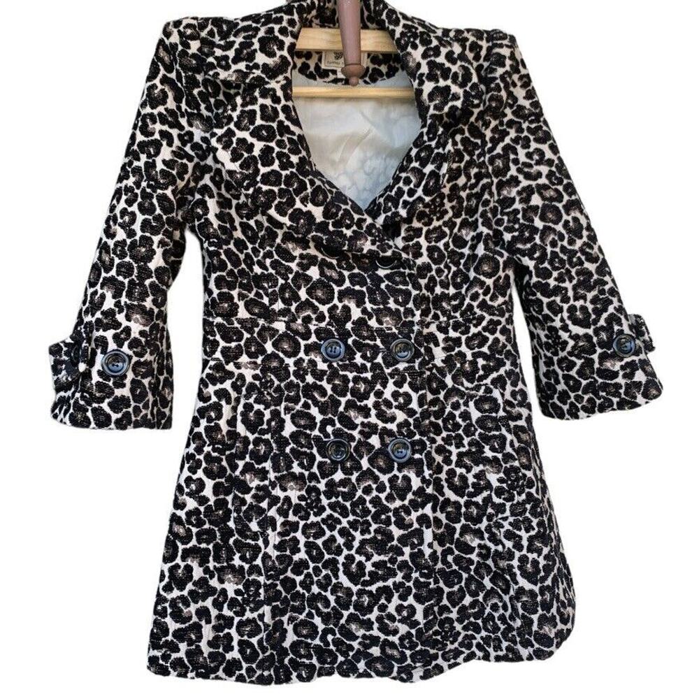 Forever 21 Womens Jacket Sz S Leopard Animal Print Textured 3/4 sleeve
